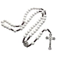 thumbnail image 2 of Rosario de madera VentDepot CatholicDivin04 1Pza 30cm 5.3x3.1cm Cruz Cuentas 10mm Blanco, 2 of 2