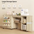 thumbnail image 3 of Folding Sewing Machine Table with Storage - Natural Wood Craft Table for Living Room, Bedroom & Small Spaces - Adjustable Shelf, 2 Doors, Mobile Design, 3 of 7