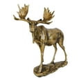thumbnail image 5 of Realistic Large Bull Moose Statue In Gold Patina 11" W Rustic Elk Deer Accent, 5 of 9