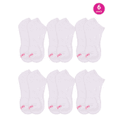 Women’s White No Show Everyday Cushion Socks, 6 Pair