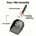 thumbnail image 3 of FancyKitty Heavy Duty Metal Cat Litter Scoop with Solid Wood Handle - [Small Holes] for Clay & Fine Clumping Litter - Non-Stick Deep Sifter, 3 of 9