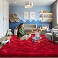 thumbnail image 3 of ZENELESS 9'x12' Red Plush Shaggy Rug, Extra Large Soft Indoor Modern Fluffy Carpet for Stylish Home Decor, 3 of 7