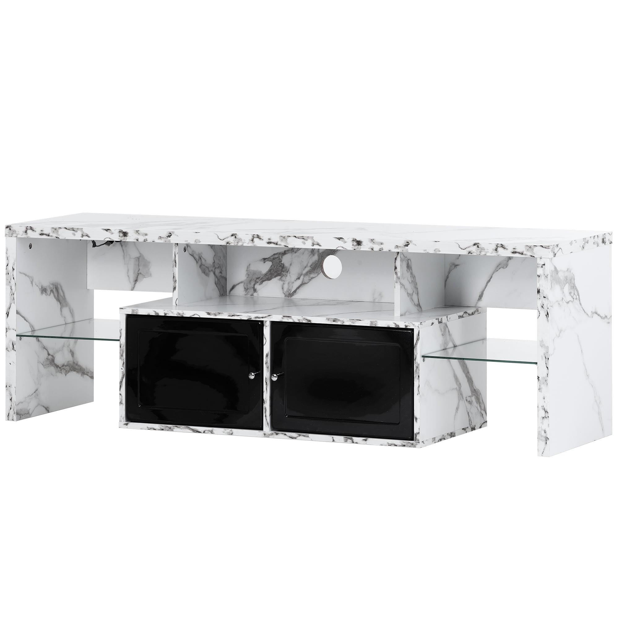 Yardi Yard Modern LED Entertainment Center for TVs up to 65", White/Marble Stamp Yardi Yard Modern LED Entertainment Center for TVs up to 65", White/Marble Stamp