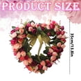 thumbnail image 2 of 1 Pcs Heart-Shaped Wreath, Artificial Pink Rose Floral Garland Valentines Wreath with Ribbons for Front Door Valentine's Day Home Party Wedding Decorations 13.8", 2 of 8