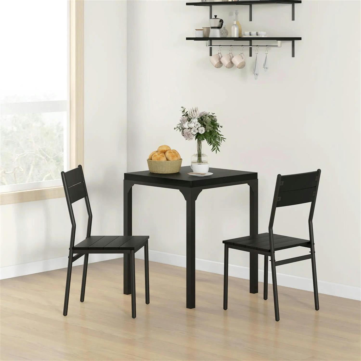 Demi Bonn 3 Piece Dining Table Set for Small Spaces, Modern Kitchen Table and Chairs for 2 Dining Room Set with Chairs Home Furniture Rectangular, Black