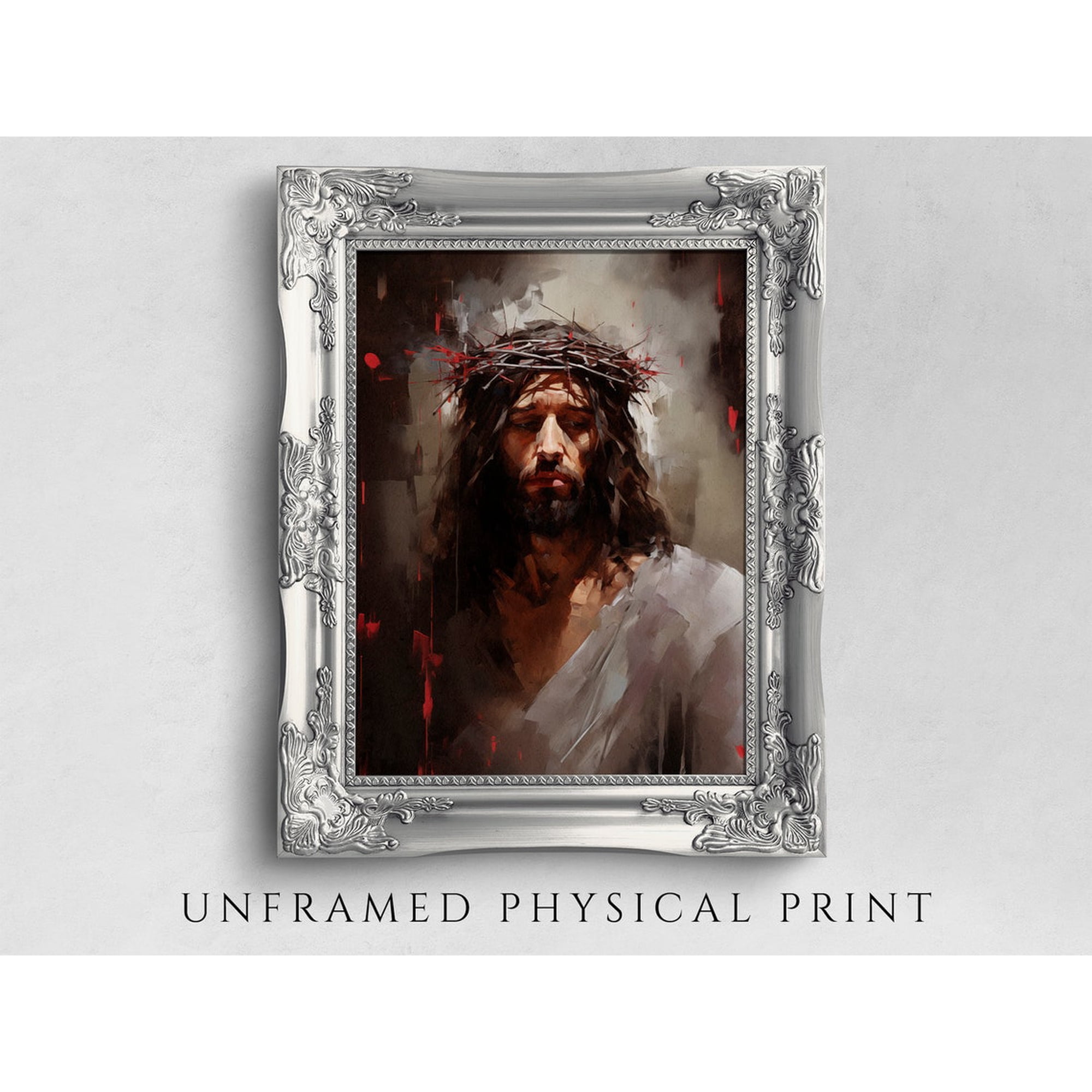 Jesus Crown Of Thorns Poster Christian Home Wall Art Faith Decor Unframed Paper Print