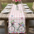 thumbnail image 4 of Spring Table Runner 90 Inches, Bicycles Leaves Butterfly Flowers Pink Buffalo Plaid Bed Runner Dresser Scarves Tabletop for Indoor Outdoor Parties/Ceremony/Banquet, 13" x 90", 4 of 8