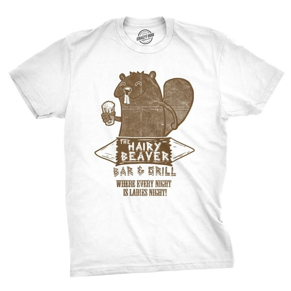 Mens Funny T Shirts The Hairy Beaver Bar and Grill Sarcastic Drinking Graphic Novelty Tee for Men Graphic Tees