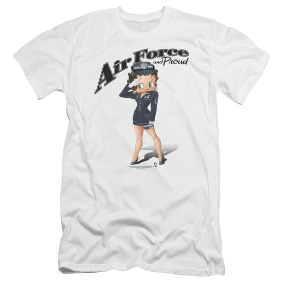 Betty Boop Air Force Boop Premium Canvas T-Shirt Adult Slim Fit 30/1 White