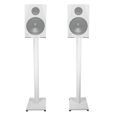 Pair Rockville RS37W 37" Steel Bookshelf Speaker/Studio Monitor Stands in White