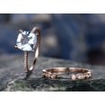 thumbnail image 2 of HeartsAndYou 1.5ct Natural Aquamarine Bridal Set Engagement Ring 100% 14k SOLID Rose Gold, 2 of 9