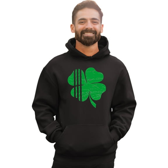 Adult Distressed Shamrock St. Patrick's Day Irish Pride Sweatshirt Hoodie