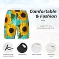 thumbnail image 3 of Yiaed Sunflowers With Green Leaves Print Mens Swim Trunks Bathing Suit Compression Liner Beach Swim Shorts Swimwear Quick Dry Zipper Pocket No-Chafing Board Short-3X-Large, 3 of 6