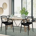 thumbnail image 1 of Master Style Plastic Chair Modern Mid Century, Indoor Outdoor Chair Patio Chair Kitchen Chair 18 Inch Seat Height Restaurant Chair Plastic Stackable Chair Side Bar Chair in Black Set 2, 1 of 5