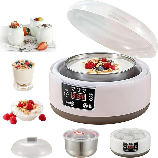 AMERTEERYogurt Maker 36 Hour 36 hour yogurt maker with temperature control and timer 1.2L Stainless Steel Automatic Yogurt Maker Machine with Time Control and LCD Display for Home Use