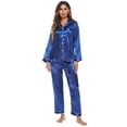 thumbnail image 4 of Womens Silk Satin Pajamas Set Button Down Sleepwear Loungewear, 4 of 6