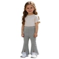 thumbnail image 4 of RUTAYY Children Girls Flared Pants Solid Color Elastic Waist with Front Slit Design Chic Elegant Trousers, 4 of 4