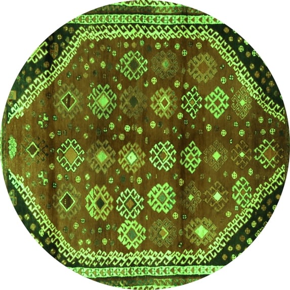 Ahgly Company Indoor Round Persian Green Traditional Area Rugs, 7' Round