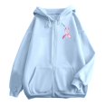 thumbnail image 4 of Women's Full Zip Up Hoodie with Pink Ribbon Print Breast Cancer Awareness Sweatshirt Jacket Casual Outerwear, 4 of 7