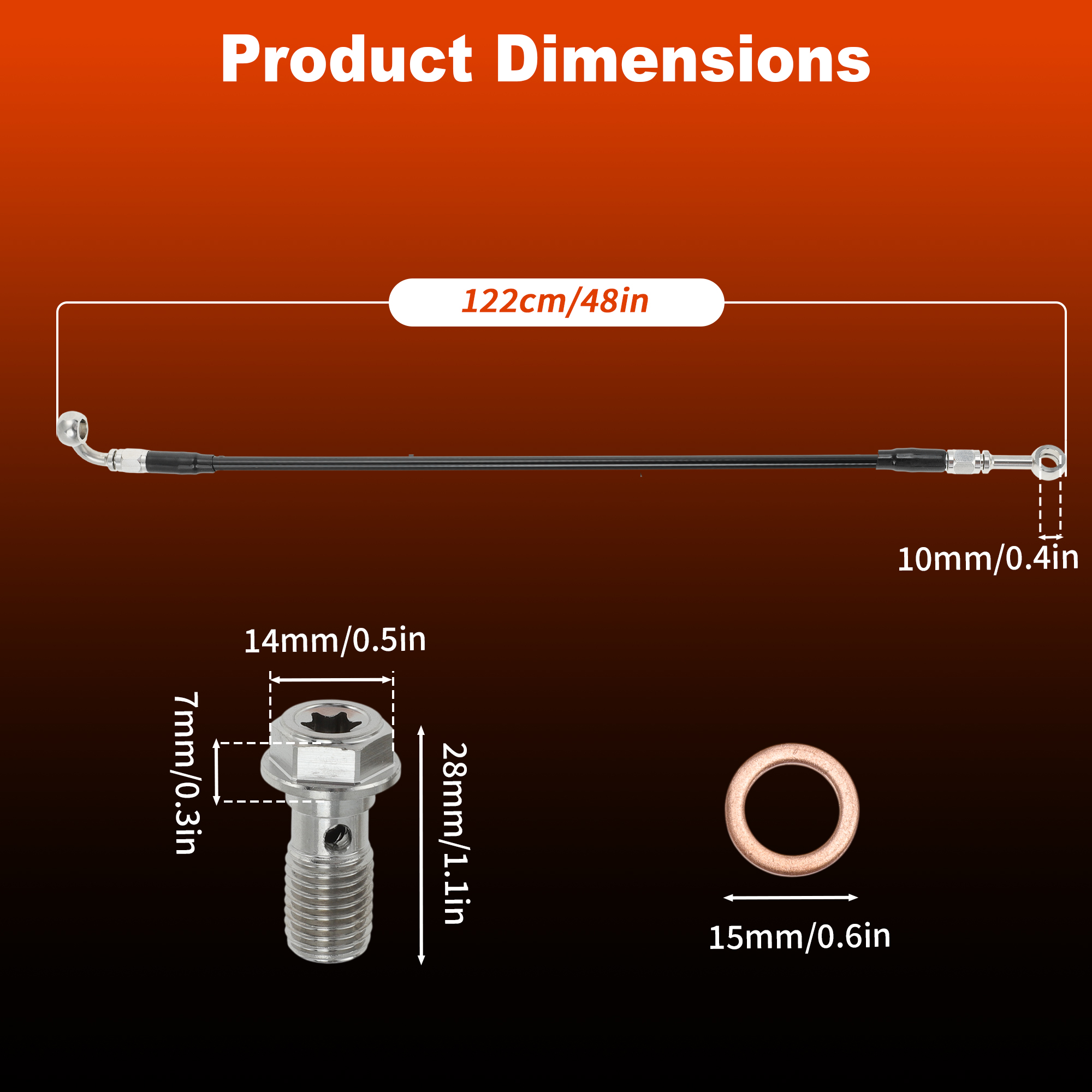 Unique Bargains Motorcycle Brake Clutch Oil Hose Line Kit for 12-14 Inch Handlebar 48"