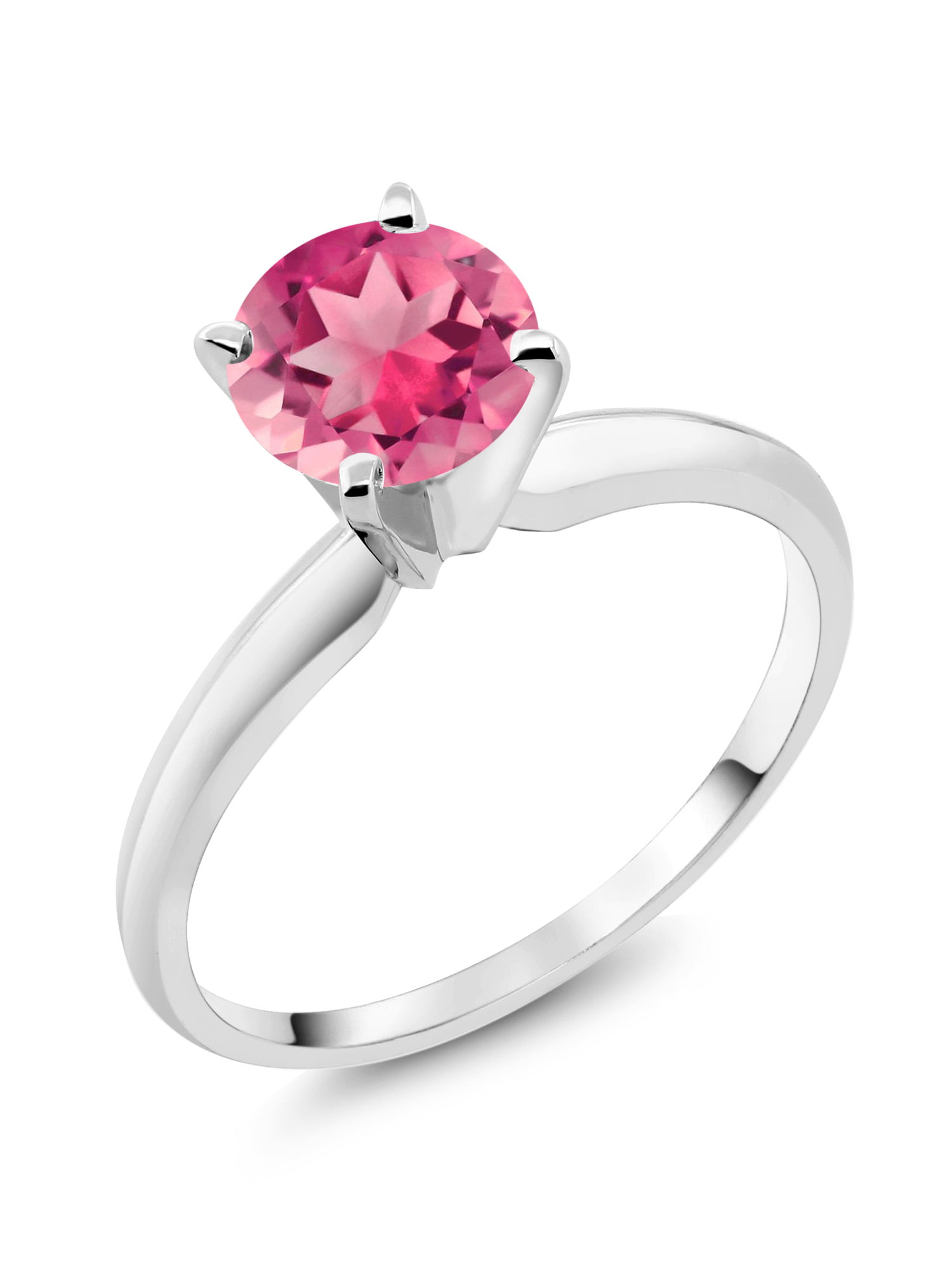 Gem Stone King 925 Sterling Silver 1.50 Ct Round Pink Mystic Topaz Womens Halo Engagement Ring 