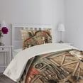 thumbnail image 2 of Ambesonne Rustic Quilted Coverlet 2 Pcs, Vintage Rural American Barn, Twin Size, Tan Dark Salmon, 2 of 4