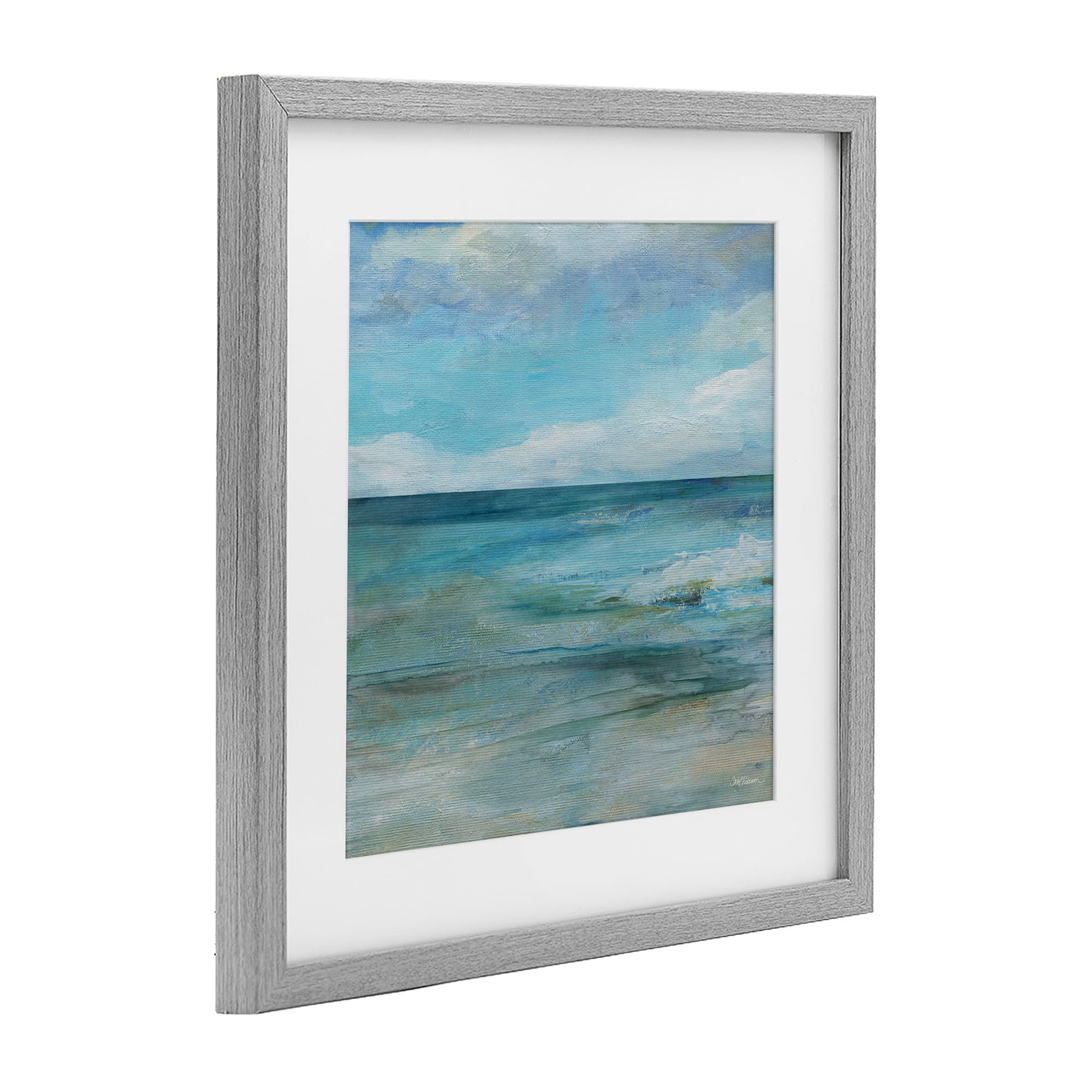 Stupell Industries Aqua Seascape Tranquility Gray Framed Print Under Glass, design by Carol Robinson