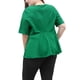 thumbnail image 5 of Mujer TalExtMangas Cortas Frente Nudo retorcido Peplo Top Verde 4X, 5 of 5