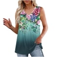 thumbnail image 2 of Cagogo Women Pleated Tank Tops Under $5 Sleeveless Flowy Cute Beach Athletic Cami Tshirts Dressy Casual Floral Printed V Neck Boho T Shirt Birthday Gifts, 2 of 6