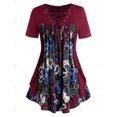 thumbnail image 2 of Tamaño más atan para arriba la impresión floral de la hebilla de camiseta Rosegal Camisetas tallas grandes, 2 of 5
