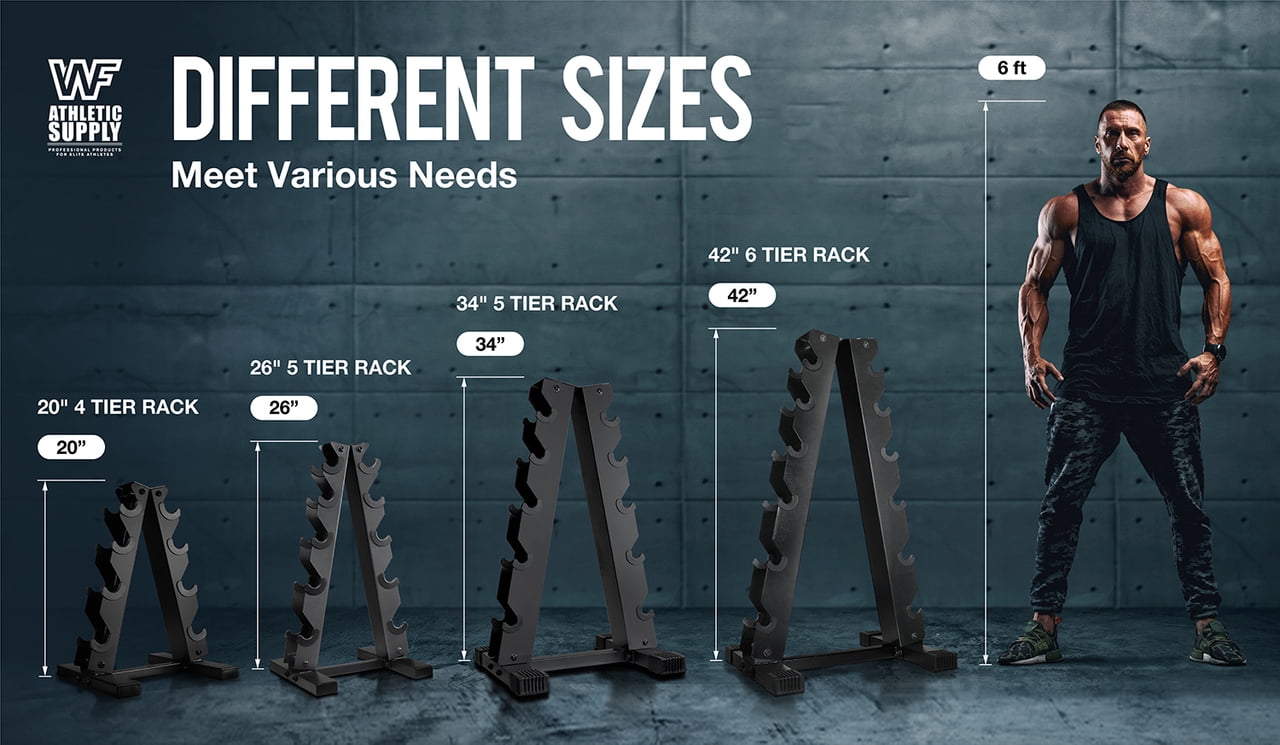 WF Athletic Supply Heavy Duty A-Frame Dumbbell Storage Rack, Steel Dumbbell Holder, Dumbbell Stand & Weight Racks for Home Gym Dumbbell Storage, RACK ONLY, Sizes Option Available