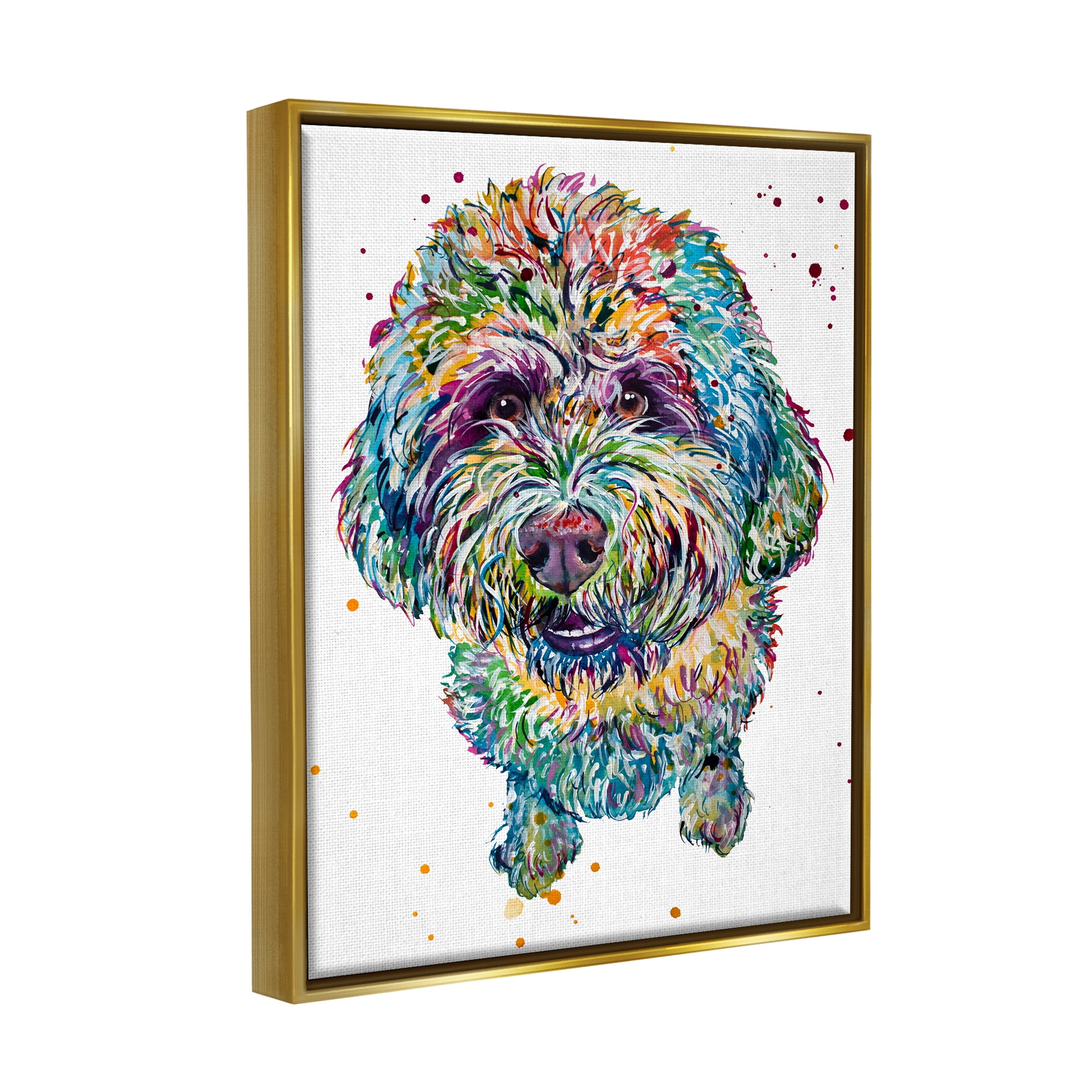 Stupell Bold Terrier Dog Pet Portrait Animals & Insects Painting Gold Floater Framed Art Print Wall Art