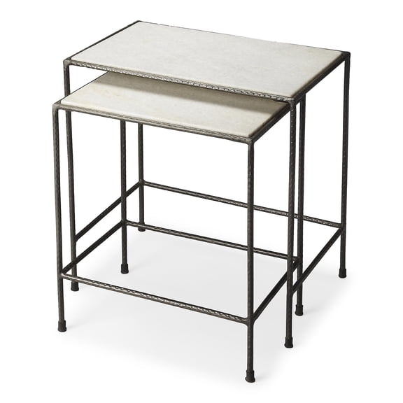 Metalworks - Multi-Color - Rectangular - Iron, marble - BUTLER CARRERA MARBLE NESTING TABLES