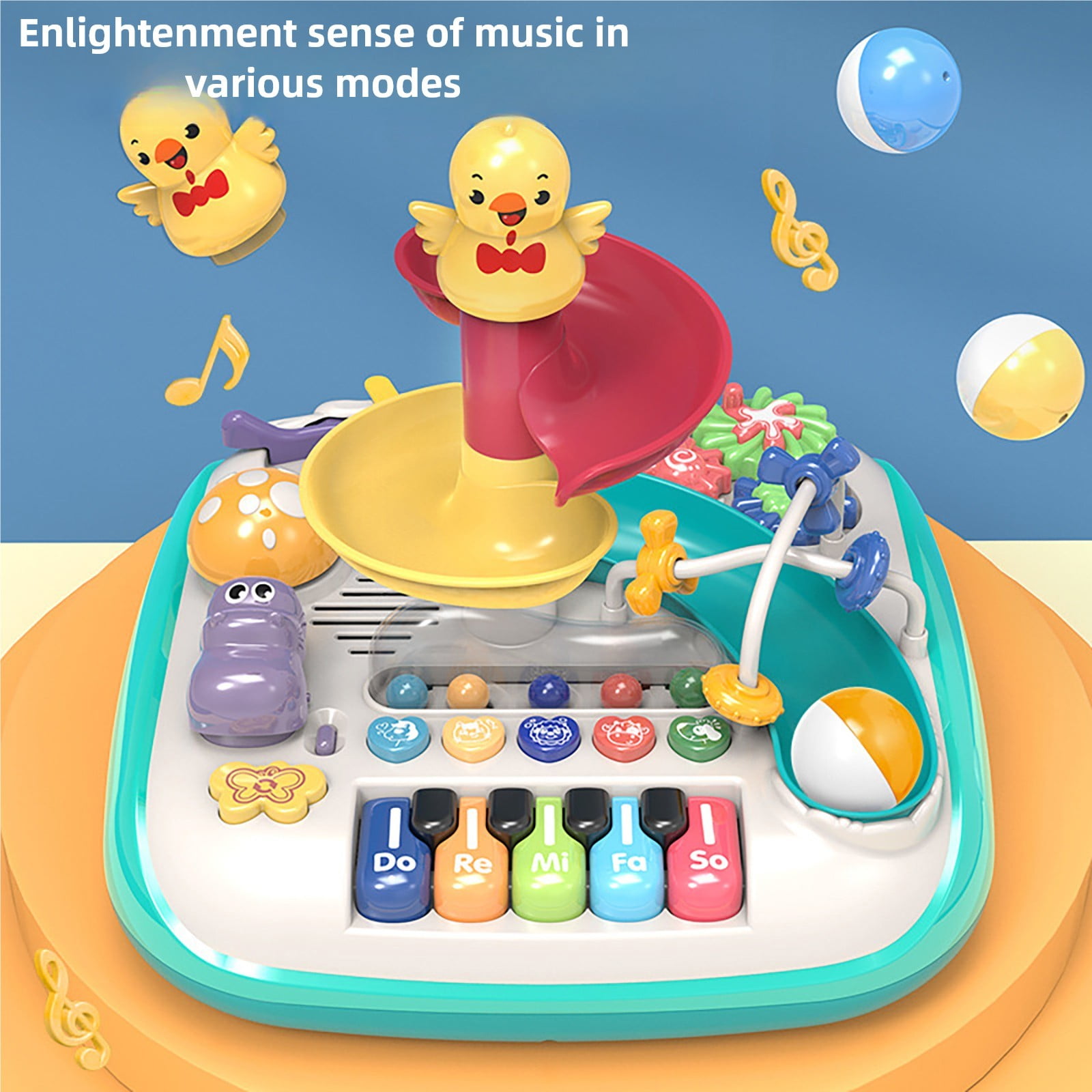 BJBSJSZ Leap Frog Learn Musical Table, Round Rolling Music Multi Functional Game Table Puzzle Enlightenment Early Education Learning Table Baby Play Toy Table