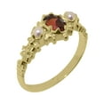thumbnail image 1 of LBG British Made Spectacular 18k Yellow Gold Natural Garnet & Cultured Pearl Womens Statement Ring - 33 size options - Size 10.5, 1 of 9