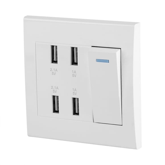 Toma De Corriente USB Montada En La Pared De 4 Puertos Con Control De Interruptor Para Teléfono Inteligente, Cámara, Carga Rápida, Protección Contra Sobrevoltaje