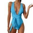thumbnail image 1 of LUOGENLI Plus Size Swimsuit for Women Tummy Control Pink Women One Shoulder Swimsuit Bikini Swimsuit Irregular Solid Color Monokinis Swimsuit Sky Blue Size XXL, 1 of 5