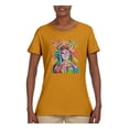 thumbnail image 2 of Wild Bobby Rainbow Painted Mother Mary Dean Russo Design Inspirational/Christian Women Graphic Tee, Gold, XX-Large, 2 of 6
