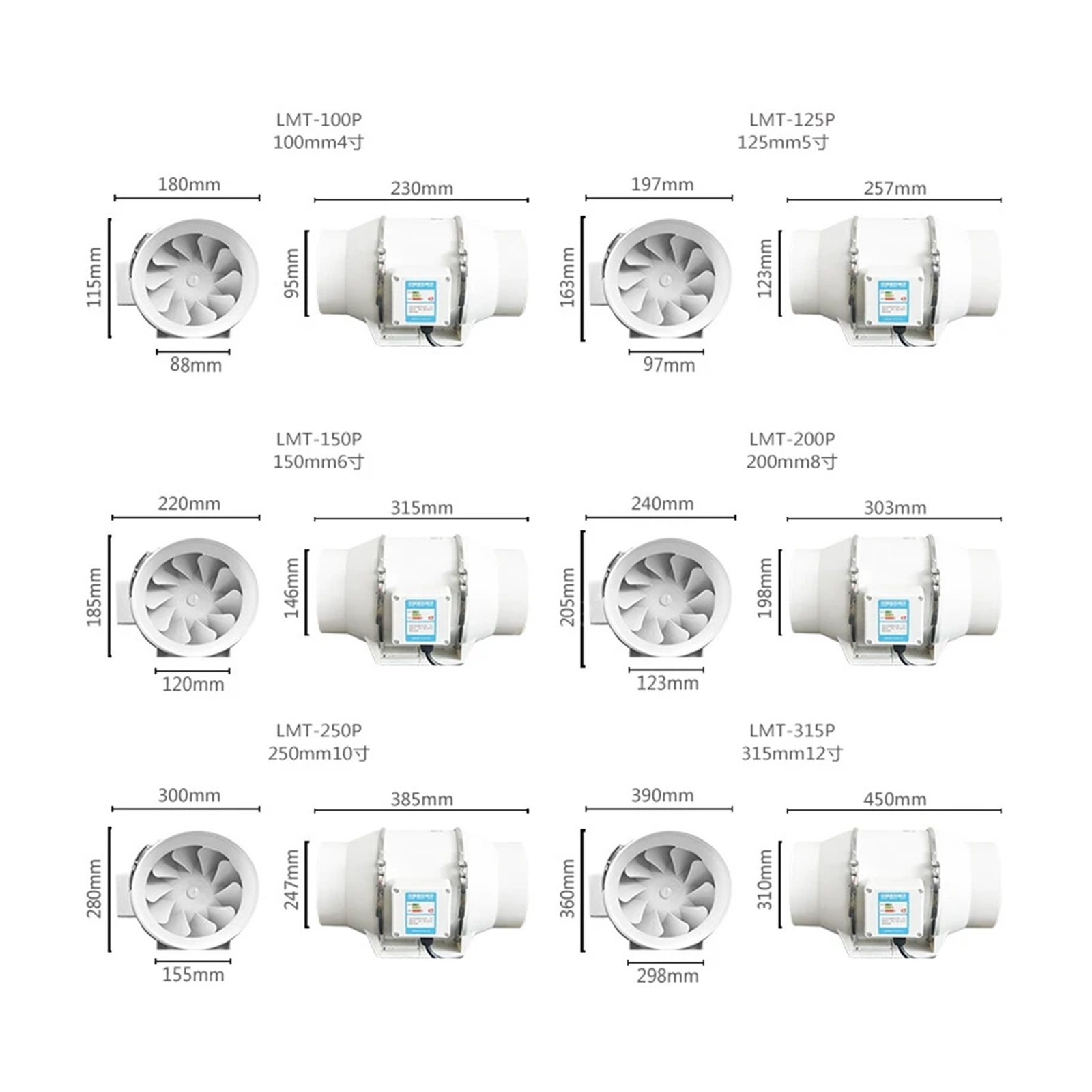 4 Inch Extractor Fan Low Noise Inline Duct Hydroponic Air Blower Exhaust Fan For Home Bathroom Grow Room Ventilation Vent ,Energy-Efficient