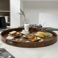 thumbnail image 7 of KINGCRAFT 30x 30 inches Large Square Ottoman Table Tray Wooden Solid Serving Tray with Handle Black Walnut Platter Decorative Tray for Oversized Ottoman Home Breakfast in Bed Tea Coffee, 7 of 7