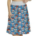 thumbnail image 1 of Women's Skull Hearts and Leaves Skeleton A-line Printed Skirt Casual Wear, 3XL, Blue Multicolor, by Ambesonne, 1 of 6