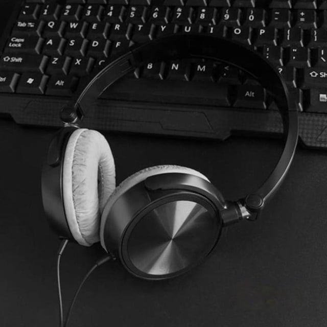 Auriculares Estéreo Suaves para Auriculares con Cable de 3,5 Mm Plegable - Negro