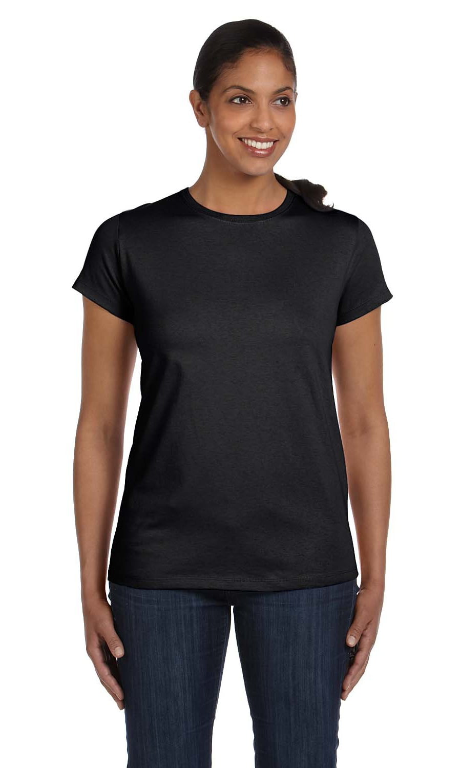 The Hanes Ladies 61 oz Tagless T-Shirt - BLACK - M - Walmart.com