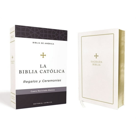 Biblia Católica, Regalos Y Ceremonias, Piel Reciclada, Blanco, Comfort Print, (Hardcover)