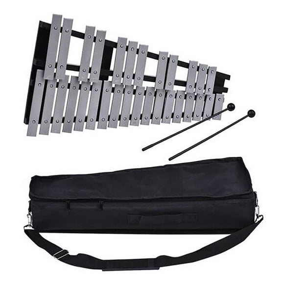 Instrumento de percusión de xilófono Glockenspiel plegable de 32 notas de Metal, incluye 2 mazos y bolsa de transporte para principiantes, regalos