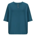thumbnail image 5 of Women's 3/4 Sleeve Cotton Linen Jacquard Blouses Top T-Shirt, 5 of 5