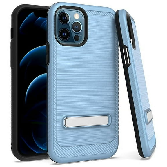 For Iphone 12 12 Pro 6.1 Metalstand Brushedcase Navy Blue