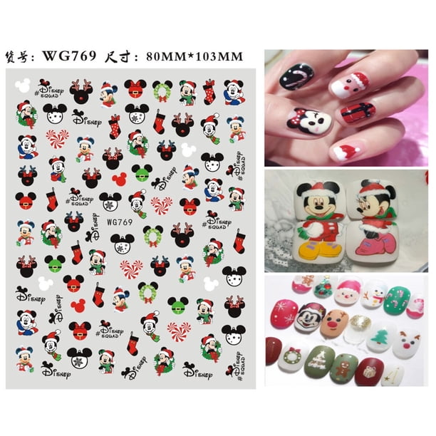 Pegatinas para decoración de uñas de Disney, diseño de marca, Mickey, Minnie, leopardo rosa, calcomanía para decoración de uñas, deslizador de uñas con corazón de pato Donald, 1 Uds. Dengxun unisex