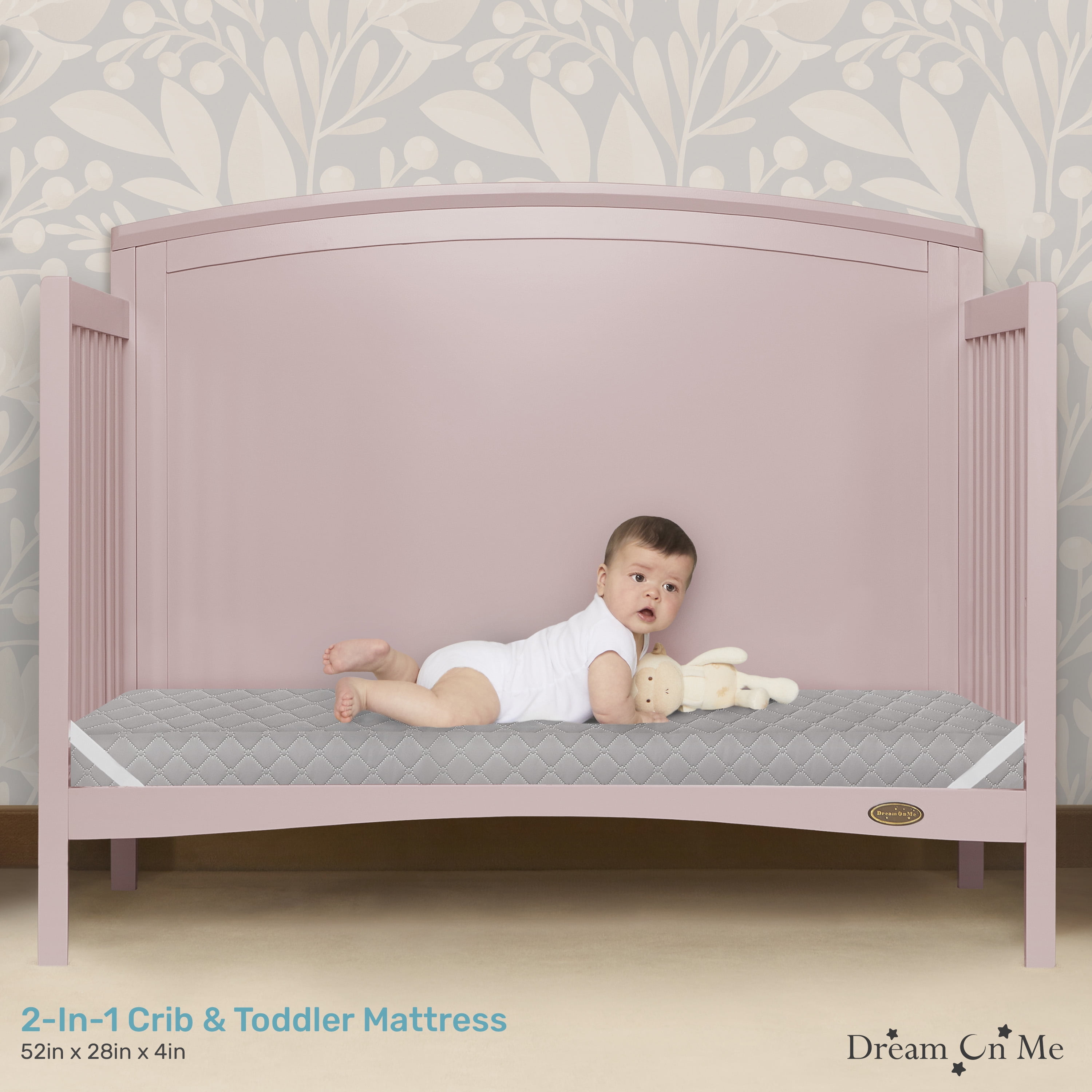 Dream on Me Asheville 4”Firm Fiber Crib & Toddler Mattress, Greenguard Gold Certified, Grey