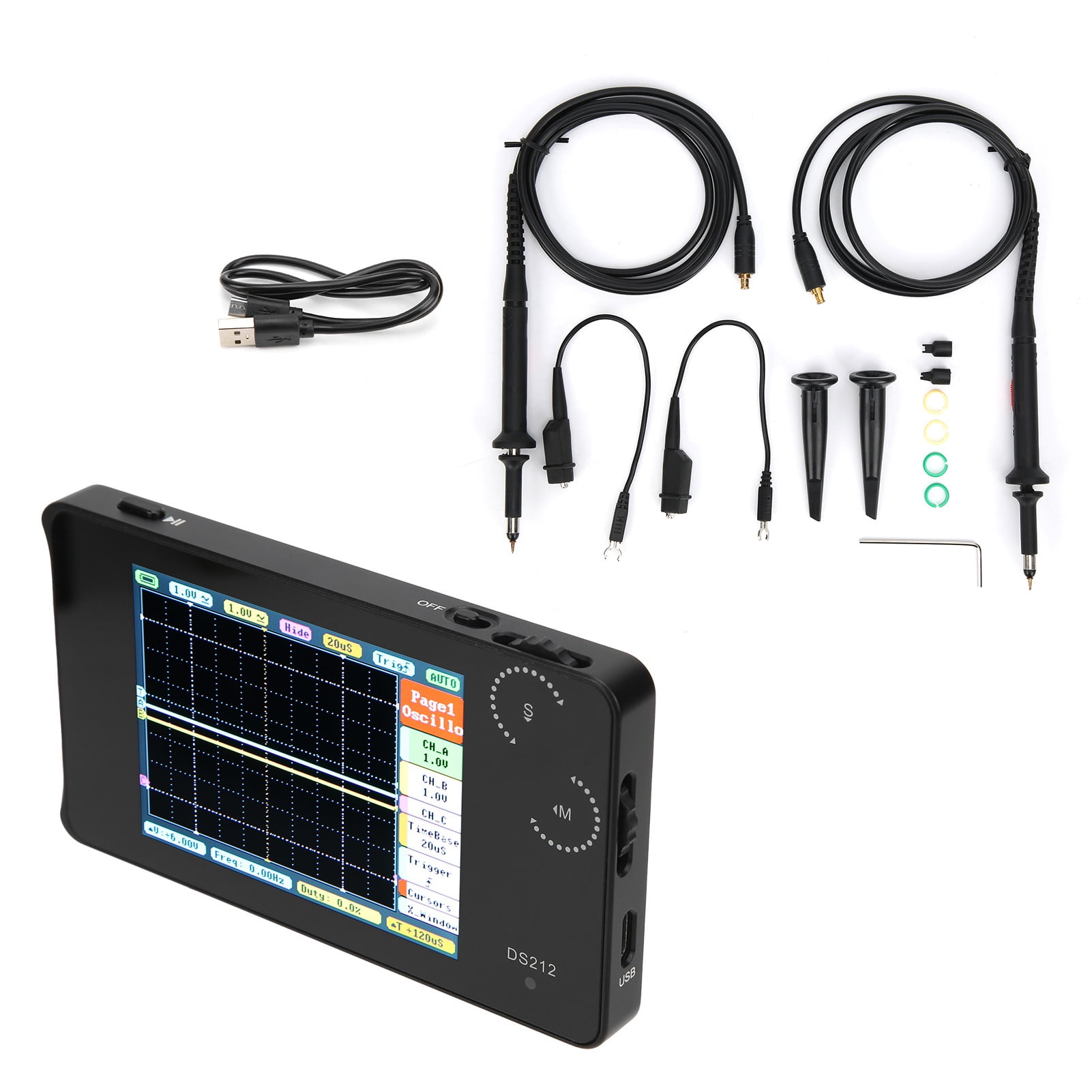 DS212 Oscilloscope, Aluminum Alloy Digital Oscilloscope Handheld For Long Term Use For Measuring